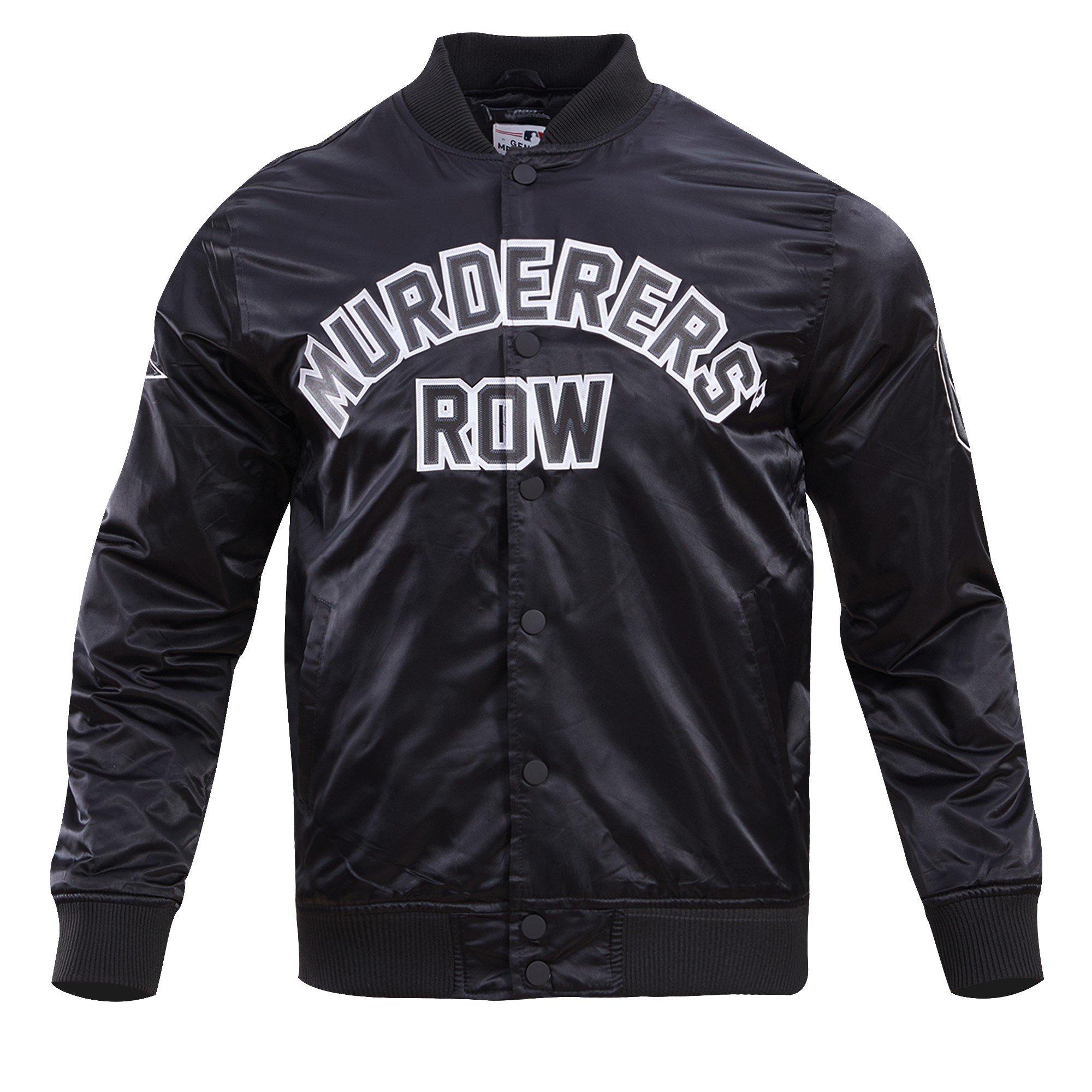 Pro Standard Men's MLB New York Yankees Murderers Row Big Logo Satin Jacket - Black - BLACK